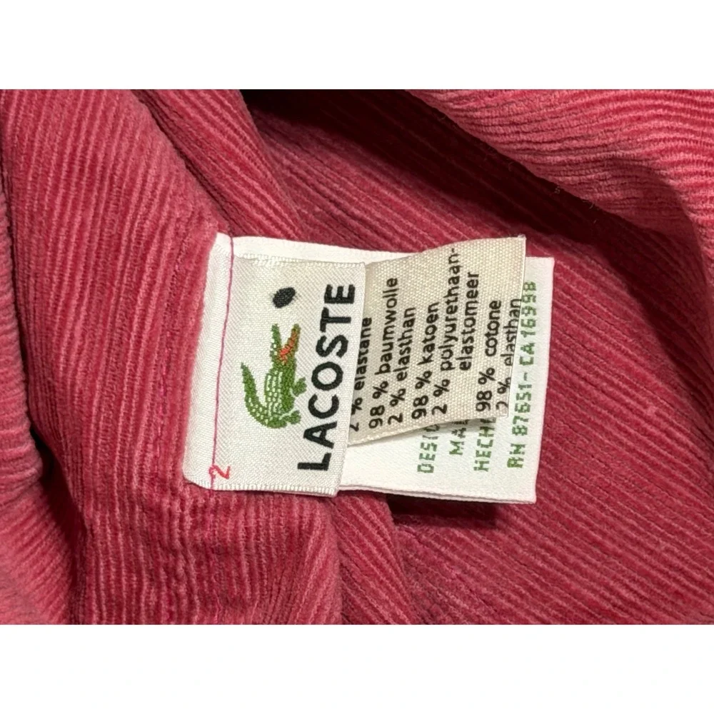 Vintage Lacoste Corduroy Bucket Hat Burgundy Pink Made in France Logo